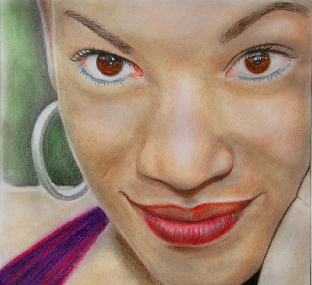 színes ceruza rajz női portré