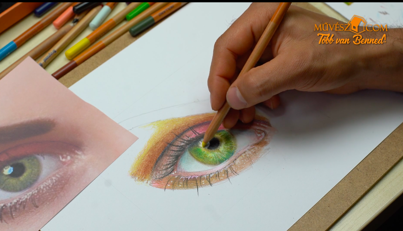online színes ceruzás rajztanfolyam szem